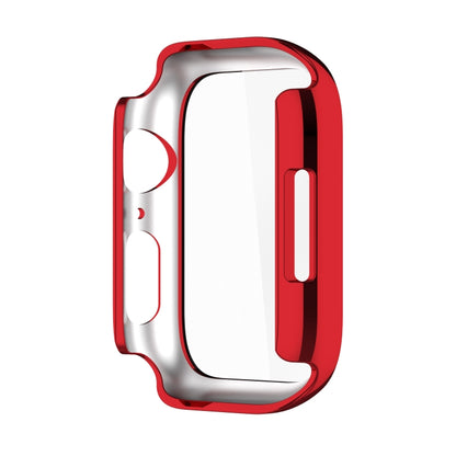 Electroplating Shockproof PC Protective Case with Tempered Glass Film For Apple Watch Series 9 / 8 / 7 45mm(Red) by buy2fix