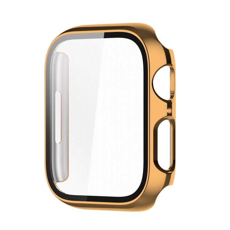 Electroplating Shockproof PC Protective Case with Tempered Glass Film For Apple Watch Series 9 / 8 / 7 45mm(Gold) by buy2fix