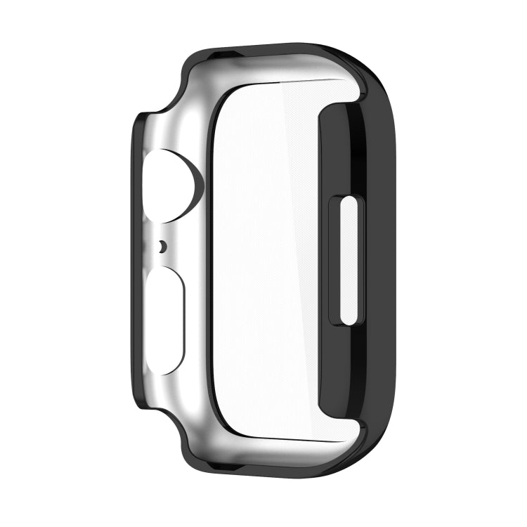 Electroplating Shockproof PC Protective Case with Tempered Glass Film For Apple Watch Series 9 / 8 / 7 45mm(Bright Black) by buy2fix