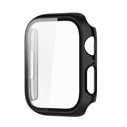 Electroplating Shockproof PC Protective Case with Tempered Glass Film For Apple Watch Series 9 / 8 / 7 45mm(Bright Black) by buy2fix