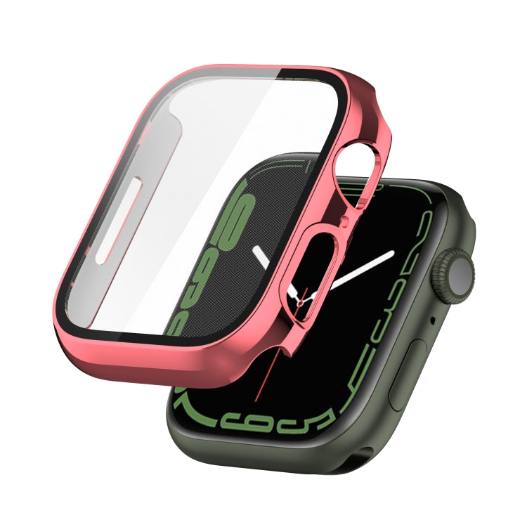 Electroplating Shockproof PC Protective Case with Tempered Glass Film For Apple Watch Series 9 / 8 / 7 45mm(Rose Gold) by buy2fix