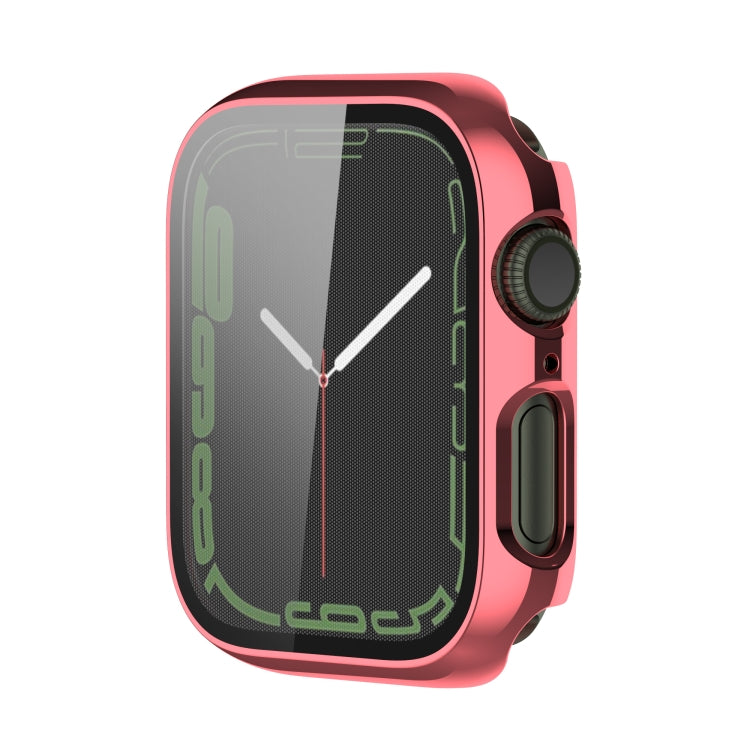 Electroplating Shockproof PC Protective Case with Tempered Glass Film For Apple Watch Series 9 / 8 / 7 45mm(Rose Gold) by buy2fix