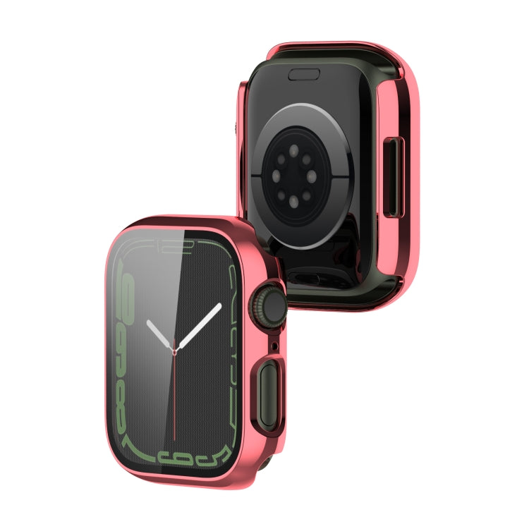 Electroplating Shockproof PC Protective Case with Tempered Glass Film For Apple Watch Series 9 / 8 / 7 45mm(Rose Gold) by buy2fix