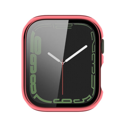 Electroplating Shockproof PC Protective Case with Tempered Glass Film For Apple Watch Series 9 / 8 / 7 45mm(Rose Gold) by buy2fix