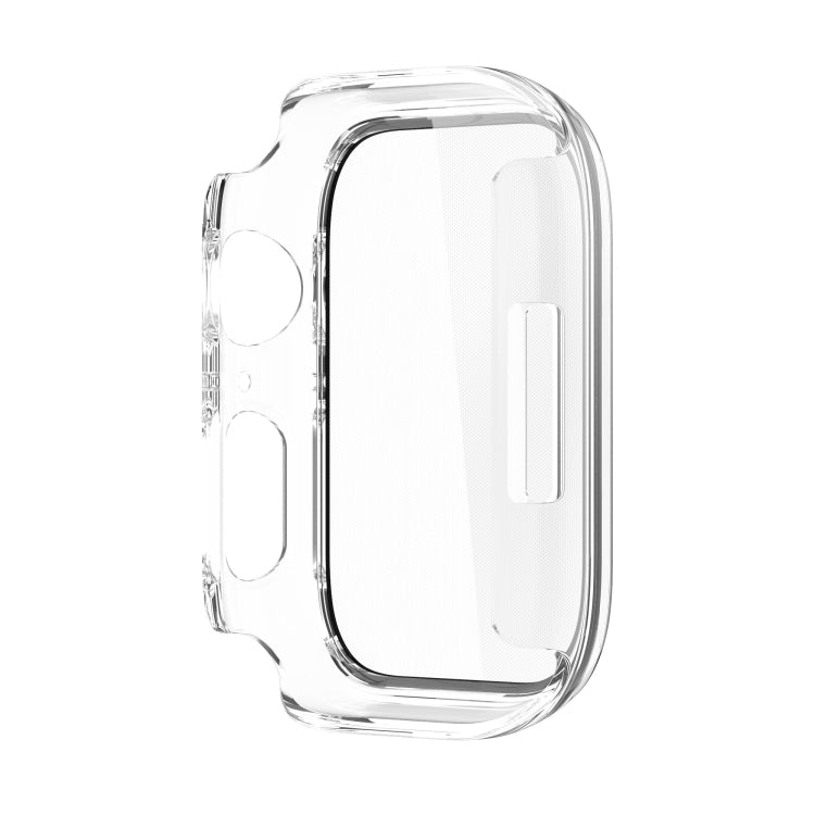 Electroplating Shockproof PC Protective Case with Tempered Glass Film For Apple Watch Series 9 / 8 / 7 45mm(Transparent White) by buy2fix