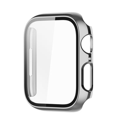 Electroplating Shockproof PC Protective Case with Tempered Glass Film For Apple Watch Series 9 / 8 / 7 45mm(Silver) by buy2fix
