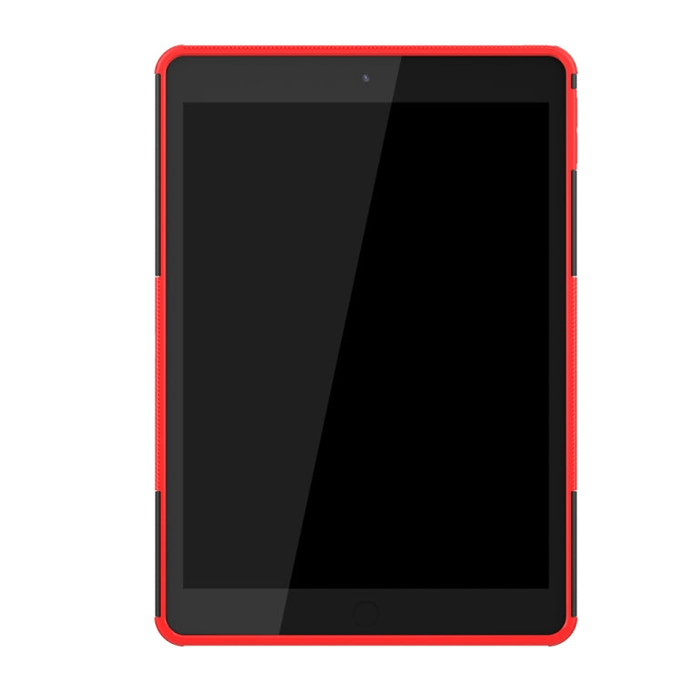 For iPad 10.2 2021 / 2020 / 2019 Tire Texture TPU + PC Shockproof Case with Holder(Red) - iPad 10.2 Cases by buy2fix | Online Shopping UK | buy2fix