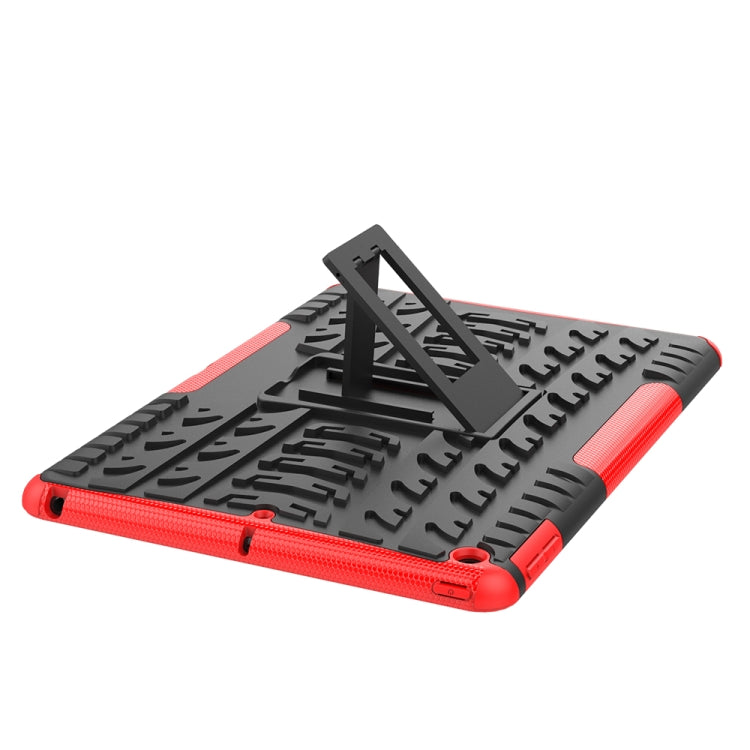For iPad 10.2 2021 / 2020 / 2019 Tire Texture TPU + PC Shockproof Case with Holder(Red) - iPad 10.2 Cases by buy2fix | Online Shopping UK | buy2fix