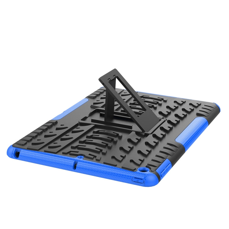 For iPad 10.2 2021 / 2020 / 2019 Tire Texture TPU + PC Shockproof Case with Holder(Blue) - iPad 10.2 Cases by buy2fix | Online Shopping UK | buy2fix