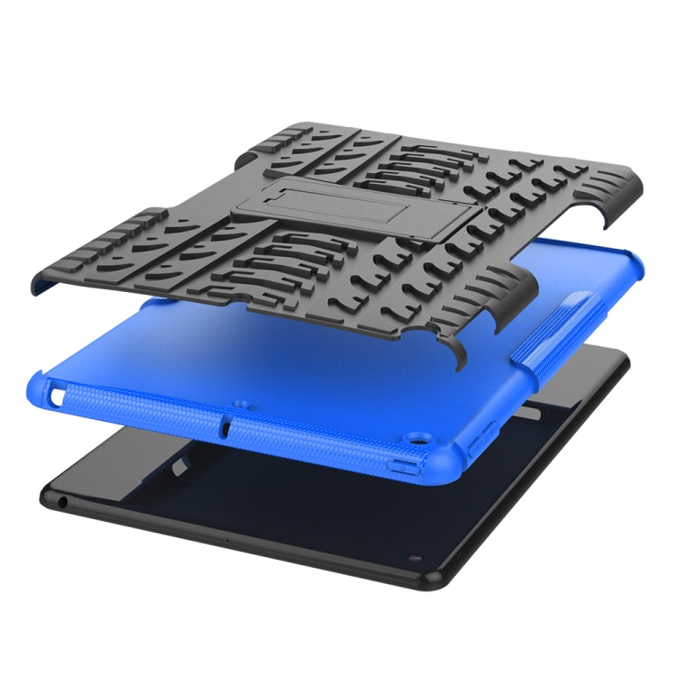 For iPad 10.2 2021 / 2020 / 2019 Tire Texture TPU + PC Shockproof Case with Holder(Blue) - iPad 10.2 Cases by buy2fix | Online Shopping UK | buy2fix
