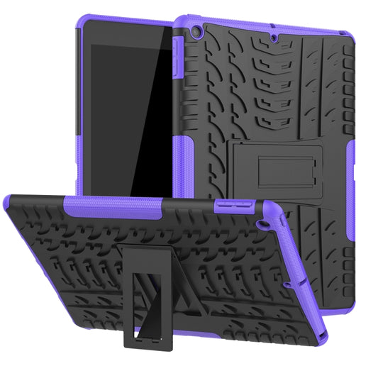 For iPad 10.2 2021 / 2020 / 2019 Tire Texture TPU + PC Shockproof Case with Holder(Purple) - iPad 10.2 Cases by buy2fix | Online Shopping UK | buy2fix