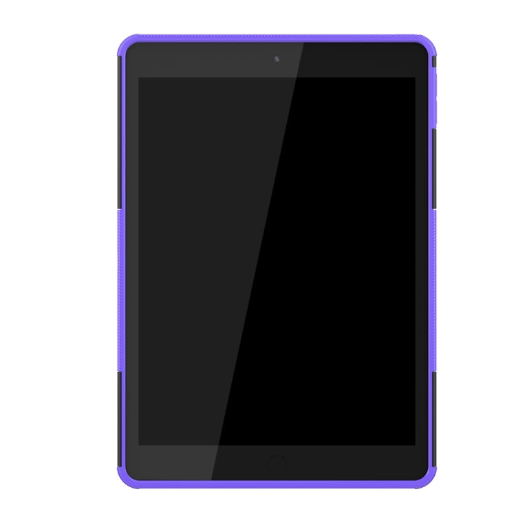 For iPad 10.2 2021 / 2020 / 2019 Tire Texture TPU + PC Shockproof Case with Holder(Purple) - iPad 10.2 Cases by buy2fix | Online Shopping UK | buy2fix