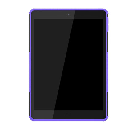 For iPad 10.2 2021 / 2020 / 2019 Tire Texture TPU + PC Shockproof Case with Holder(Purple) - iPad 10.2 Cases by buy2fix | Online Shopping UK | buy2fix