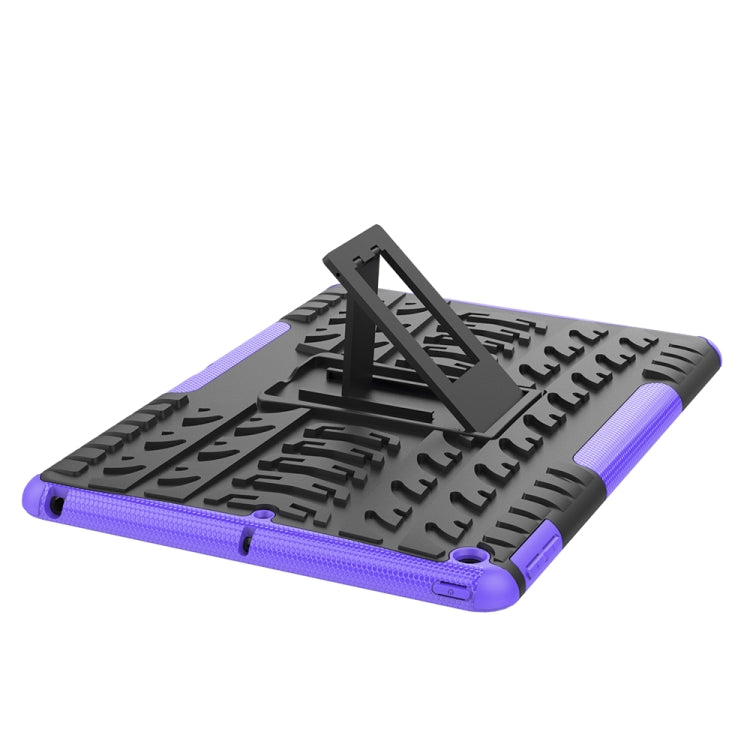 For iPad 10.2 2021 / 2020 / 2019 Tire Texture TPU + PC Shockproof Case with Holder(Purple) - iPad 10.2 Cases by buy2fix | Online Shopping UK | buy2fix