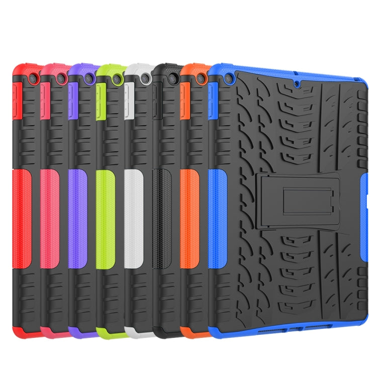 For iPad 10.2 2021 / 2020 / 2019 Tire Texture TPU + PC Shockproof Case with Holder(Purple) - iPad 10.2 Cases by buy2fix | Online Shopping UK | buy2fix