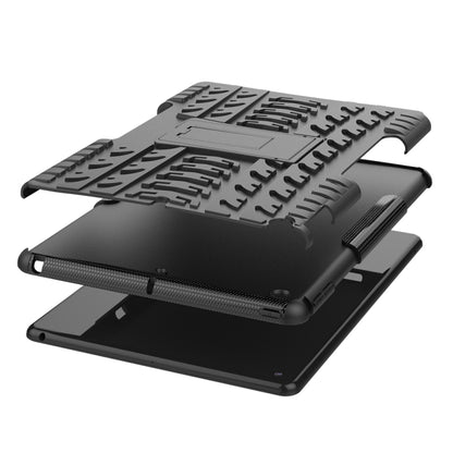 For iPad 10.2 2021 / 2020 / 2019 Tire Texture TPU + PC Shockproof Case with Holder(Black) - iPad 10.2 Cases by buy2fix | Online Shopping UK | buy2fix