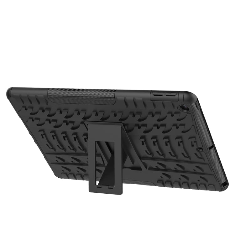 For iPad 10.2 2021 / 2020 / 2019 Tire Texture TPU + PC Shockproof Case with Holder(Black) - iPad 10.2 Cases by buy2fix | Online Shopping UK | buy2fix
