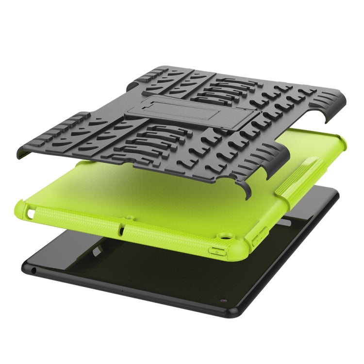 For iPad 10.2 2021 / 2020 / 2019 Tire Texture TPU + PC Shockproof Case with Holder(Green) - iPad 10.2 Cases by buy2fix | Online Shopping UK | buy2fix