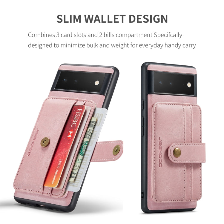For Google Pixel 6 JEEHOOD RFID Blocking Anti-Theft Wallet Phone Case(Pink) - Google Cases by JEEHOOD | Online Shopping UK | buy2fix
