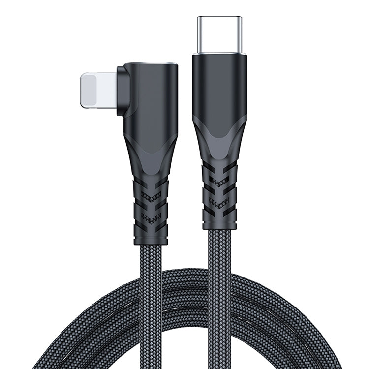 A6 PD 20W USB-C / Type-C to 8 Pin Elbow Data Cable for iPhone, iPad, Length:1m(Black) by buy2fix