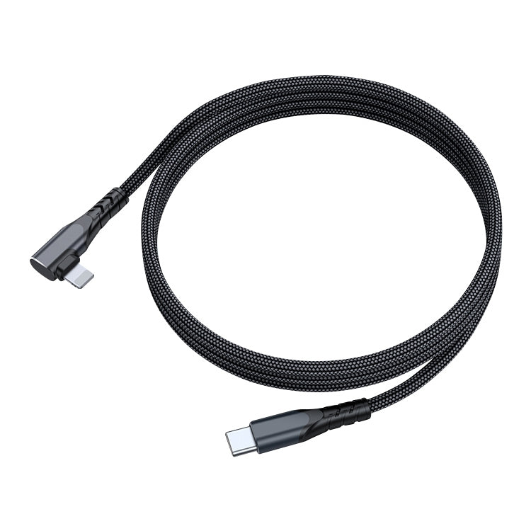 A6 PD 20W USB-C / Type-C to 8 Pin Elbow Data Cable for iPhone, iPad, Length:1m(Black) by buy2fix