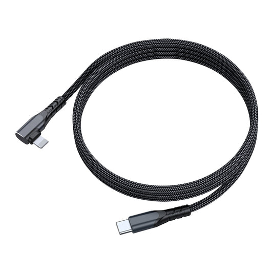 A6 PD 20W USB-C / Type-C to 8 Pin Elbow Data Cable for iPhone, iPad, Length:1m(Black) by buy2fix