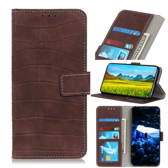For Samsung Galaxy A03 166mm EU Version Crocodile Texture Horizontal Flip Leather Phone Case(Brown)