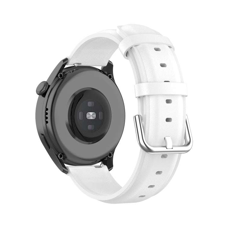 For Huawei Watch GT 3 42mm 20mm Round Tail Leather Watch Band(White) by buy2fix