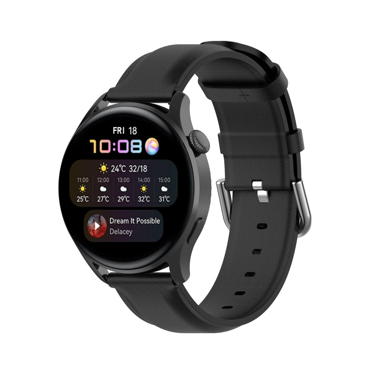 For Huawei Watch GT 3 42mm 20mm Round Tail Leather Watch Band(Black) by buy2fix
