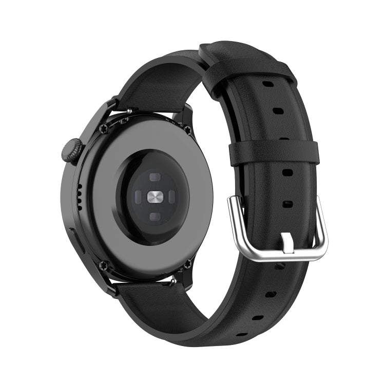 For Huawei Watch GT 3 42mm 20mm Round Tail Leather Watch Band(Black) by buy2fix