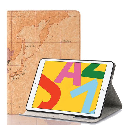 For iPad 10.2 / 10.5 Map Texture Horizontal Flip Leather Case with Holder & Card Slots & Wallet, Random Texture Delivery(Brown) - iPad 10.2 Cases by buy2fix | Online Shopping UK | buy2fix
