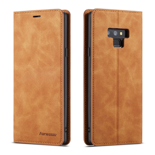 For Galaxy Note9 Forwenw Dream Series Oil Edge Strong Magnetism Horizontal Flip Leather Case with Holder & Card Slots & Wallet & Photo Frame(Brown)