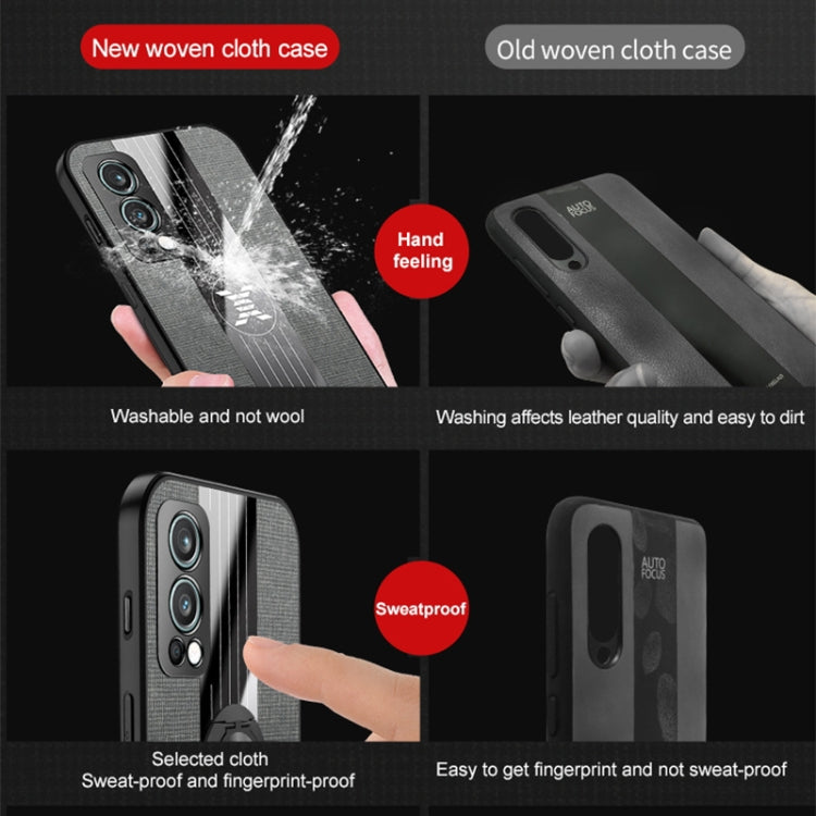 For OnePlus Nord 2 5G XINLI Stitching Cloth Texture Shockproof TPU Phone Case(Brown) - OnePlus Cases by XINLI | Online Shopping UK | buy2fix