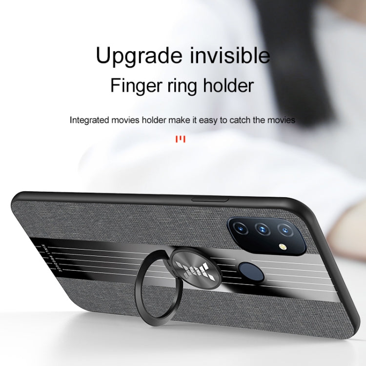 For OnePlus Nord N100 XINLI Stitching Cloth Texture TPU Phone Case with Ring Holder(Grey) - OnePlus Cases by XINLI | Online Shopping UK | buy2fix