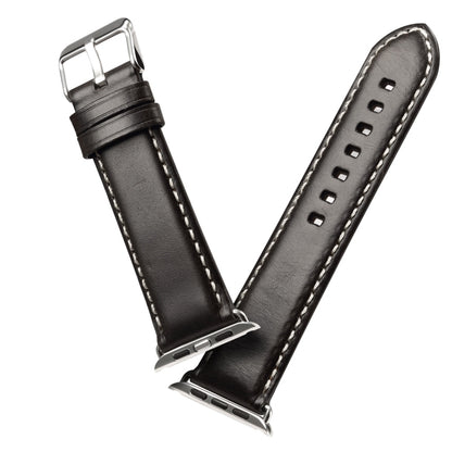 For Apple Watch Series 9&8&7 41mm / SE 3&SE 2&6&SE&5&4 40mm / 3&2&1 38mm Oil Wax Retro Cowhide Strap Watch Band(Black) by buy2fix