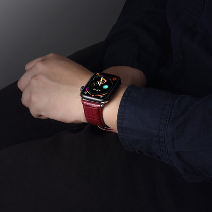 For Apple Watch Series 9&8&7 41mm / SE 3&SE 2&6&SE&5&4 40mm / 3&2&1 38mm Cowhide Crocodile Texture Strap Watch Band(Red-brown) by buy2fix