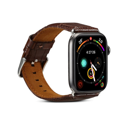 For Apple Watch Series 9&8&7 41mm / SE 3&SE 2&6&SE&5&4 40mm / 3&2&1 38mm Cowhide Crocodile Texture Strap Watch Band(Coffee) by buy2fix