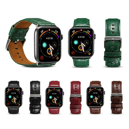 For Apple Watch Series 7 41mm / 6 & SE & 5 & 4 40mm / 3 & 2 & 1 38mm Cowhide Crocodile Texture Strap Watch Band(Green) by buy2fix