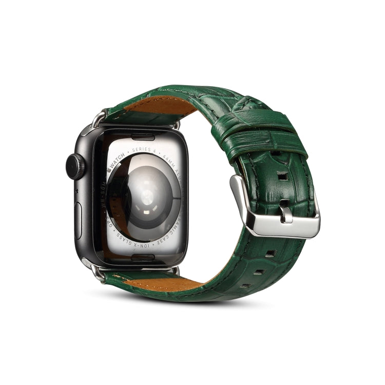 For Apple Watch Series 7 45mm / 6 & SE & 5 & 4 44mm / 3 & 2 & 1 42mm Cowhide Crocodile Texture Strap Watch Band(Green) by buy2fix