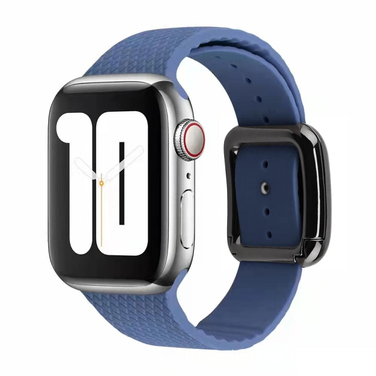 Black Buckle Silicone Watch Band For Apple Watch Series 9&8&7 41mm / SE 3&SE 2&6&SE&5&4 40mm / 3&2&1 38mm(Navy Blue) by buy2fix