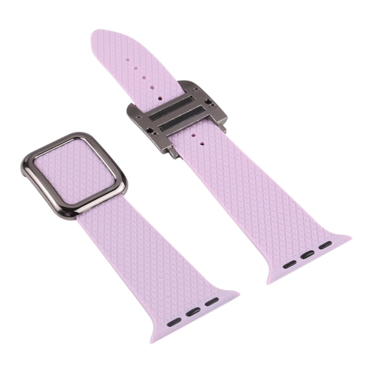 Black Buckle Silicone Watch Band For Apple Watch Series 9&8&7 41mm / SE 3&SE 2&6&SE&5&4 40mm / 3&2&1 38mm(Navy Blue) by buy2fix