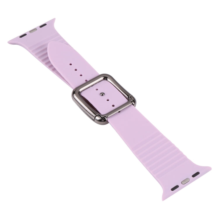 Black Buckle Silicone Watch Band For Apple Watch Series 9&8&7 41mm / SE 3&SE 2&6&SE&5&4 40mm / 3&2&1 38mm(Navy Blue) by buy2fix