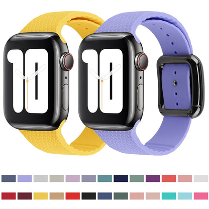 Black Buckle Silicone Watch Band For Apple Watch Series 9&8&7 41mm / SE 3&SE 2&6&SE&5&4 40mm / 3&2&1 38mm(Navy Blue) by buy2fix