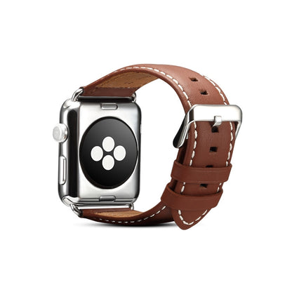 For Apple Watch Series 7 45mm / 6 & SE & 5 & 4 44mm / 3 & 2 & 1 42mm Environmental Protection Genuine Leather Watch Band Watch Band(Light Brown) by buy2fix
