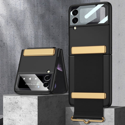 For Samsung Galaxy Z Flip3 5G GKK Ultra-thin Full Coverage Phone Case with Wristband(Black) - Galaxy Phone Cases by GKK | Online Shopping UK | buy2fix