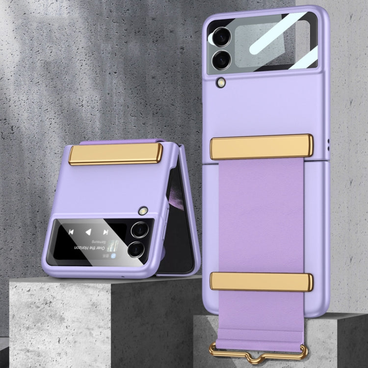 For Samsung Galaxy Z Flip3 5G GKK Ultra-thin Full Coverage Phone Case with Wristband(Purple) - Galaxy Phone Cases by GKK | Online Shopping UK | buy2fix