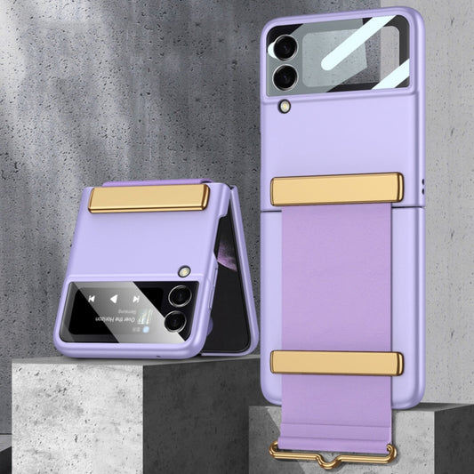 For Samsung Galaxy Z Flip3 5G GKK Ultra-thin Full Coverage Phone Case with Wristband(Purple) - Galaxy Phone Cases by GKK | Online Shopping UK | buy2fix
