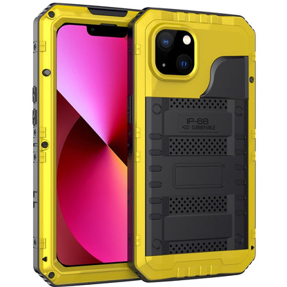 For iPhone 13 Shockproof Waterproof Dustproof Metal + Silicone Phone Case with Screen Protector(Yellow) - iPhone 13 Cases by buy2fix | Online Shopping UK | buy2fix