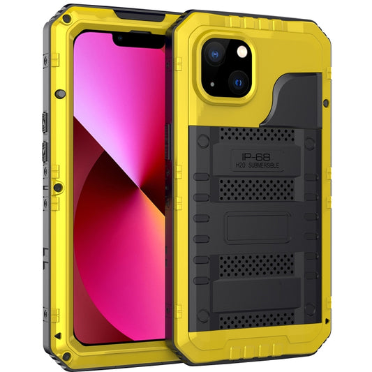 For iPhone 13 Shockproof Waterproof Dustproof Metal + Silicone Phone Case with Screen Protector(Yellow) - iPhone 13 Cases by buy2fix | Online Shopping UK | buy2fix