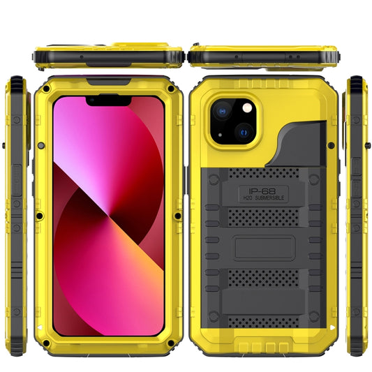 For iPhone 13 Shockproof Waterproof Dustproof Metal + Silicone Phone Case with Screen Protector(Yellow) - iPhone 13 Cases by buy2fix | Online Shopping UK | buy2fix